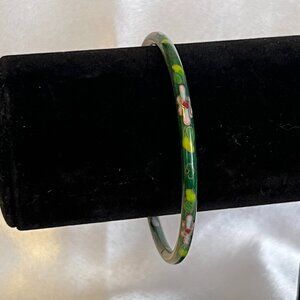 Vintage Asian‑Inspired Hand‑Painted Dark Green Enamel Bangle – Buy 2/Get 3